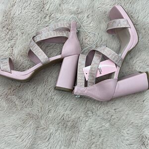 Juicy Couture blush Macarena strappy blocked heel sandals